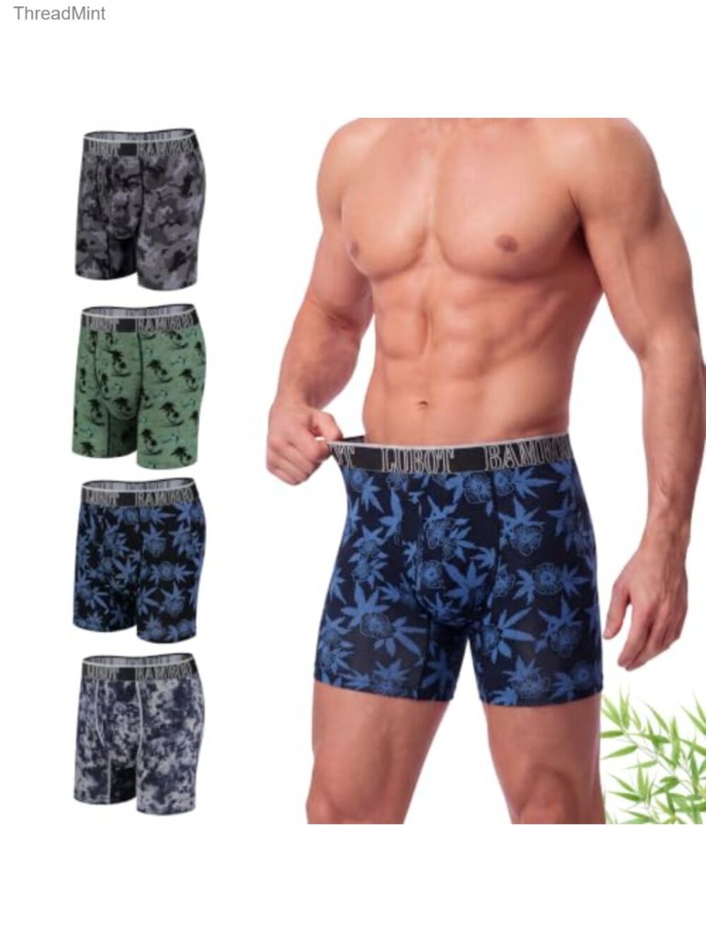 LUBOT Men's Bamboo Viscose Boxer Briefs 4-Pack Breathable Moisture-Wicking